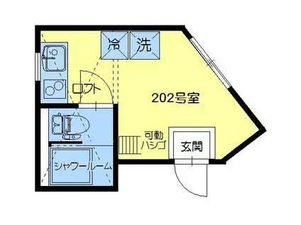 ヒルズビュー赤羽西(ワンルーム/2階)の間取り写真