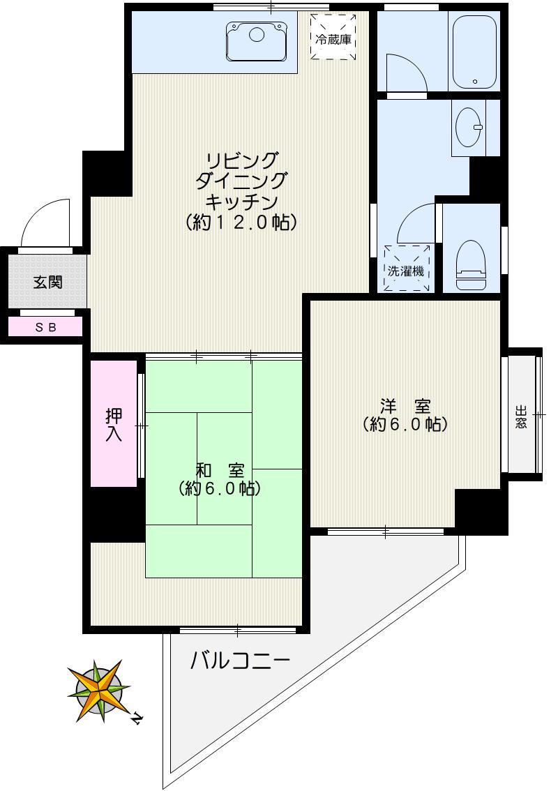 グリーンヒル文京(2LDK/6階)の間取り写真