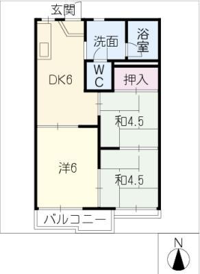 フォーブル川北(3DK/1階)の間取り写真