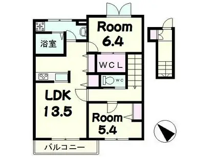 FOUR LEAF(2LDK/2階)の間取り写真