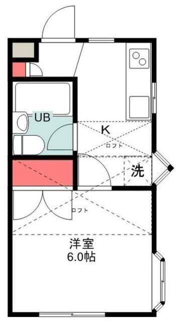 オークガーデン60A(1K/2階)の間取り写真