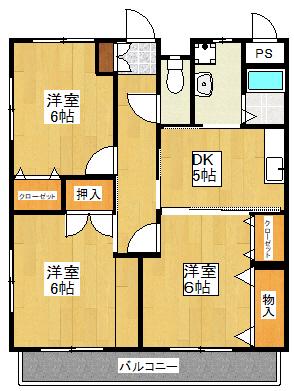コーポ塚本(3DK/2階)の間取り写真