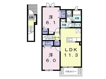 サンリットA(2LDK/2階)の間取り写真