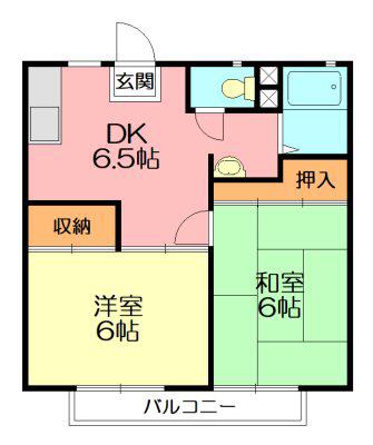 清山荘(2DK/2階)の間取り写真