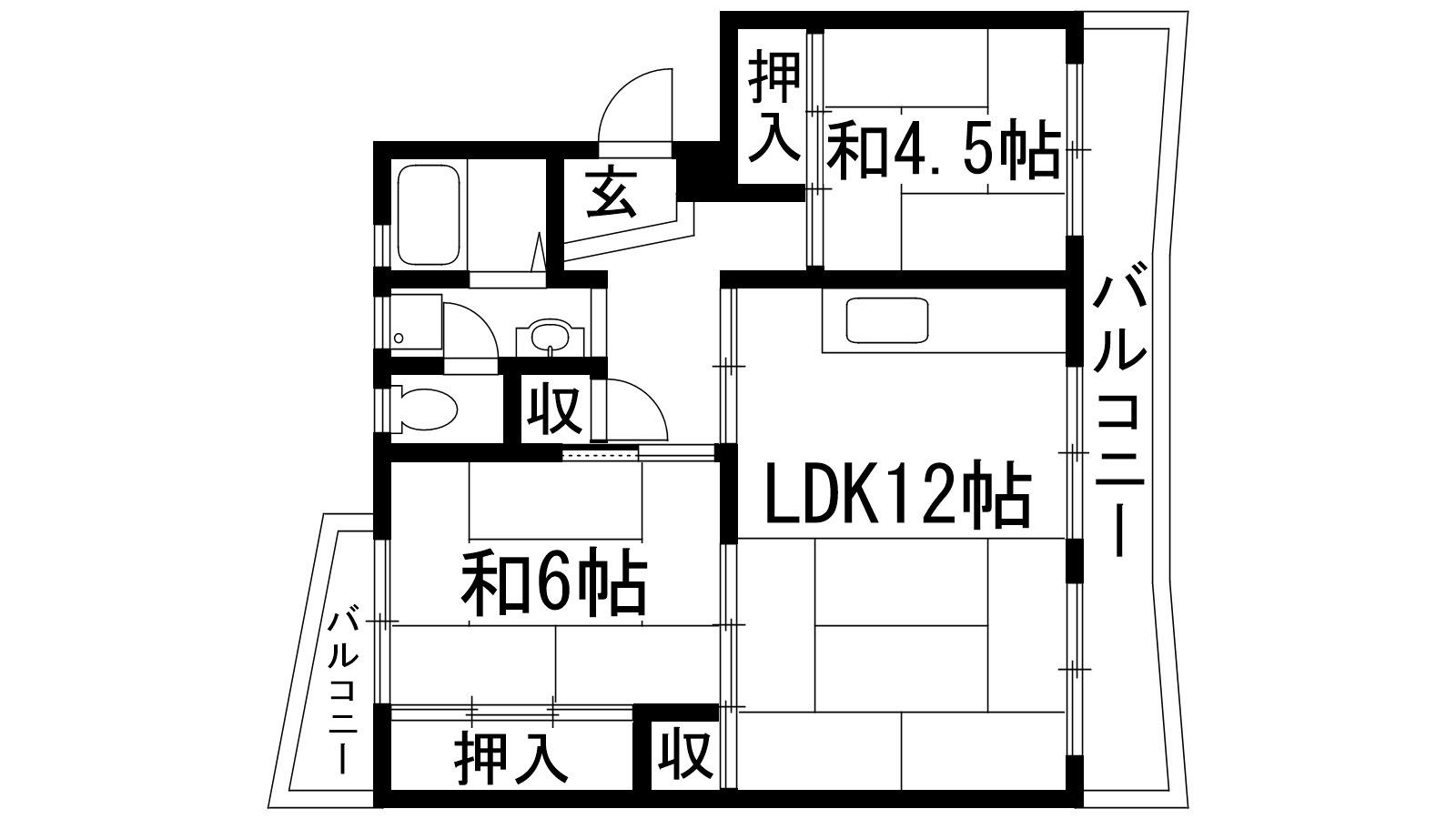 中山五月台23号棟(2LDK/4階)の間取り写真