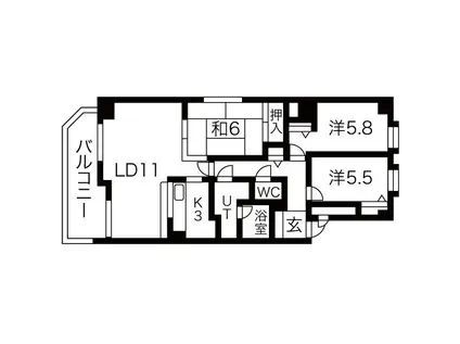ゆとり31(3LDK/9階)の間取り写真