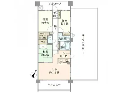 スマイリアタウン(3LDK/6階)の間取り写真