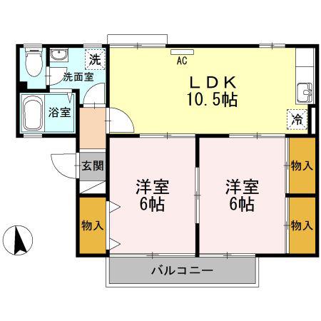 セントラルコート(2LDK/2階)の間取り写真