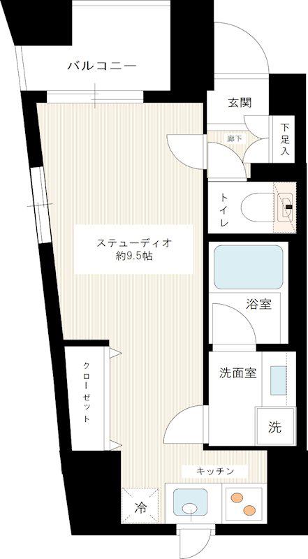 カスタリア新宿御苑(ワンルーム/8階)の間取り写真