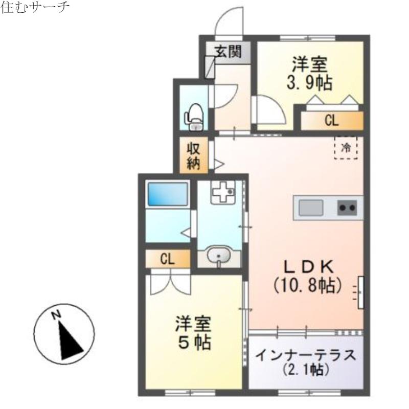 洸 II(2LDK/1階)の間取り写真
