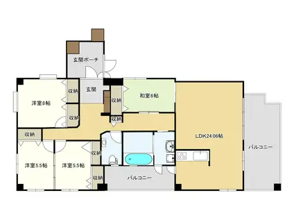 ハピネス新都心(4LDK/4階)の間取り写真
