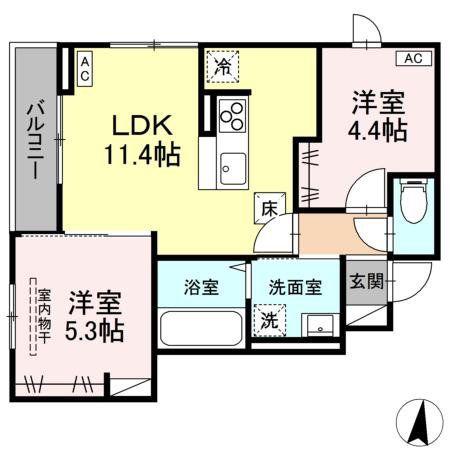 PRIMAVERA吉成台(2LDK/1階)の間取り写真
