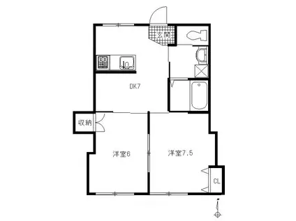 サンバロン(2DK/1階)の間取り写真