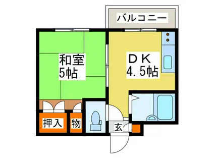 クラークハイツ(1DK/4階)の間取り写真