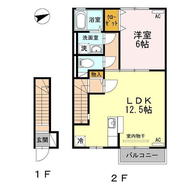 ピュアメゾン(1LDK/2階)の間取り写真