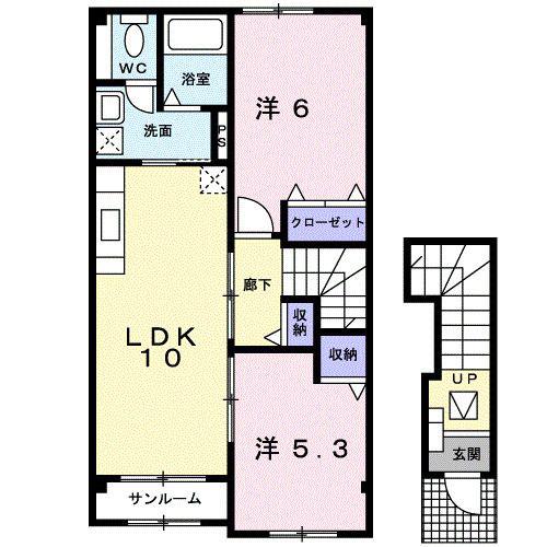 グラン・マティスC(2LDK/2階)の間取り写真