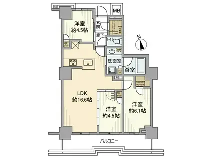 BRILLIATOWER聖蹟桜ヶ丘BLOOMINGRESIDENCE(2LDK/20階)の間取り写真