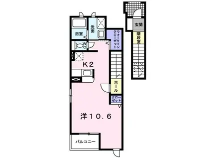 サンヴェリエII(1K/2階)の間取り写真