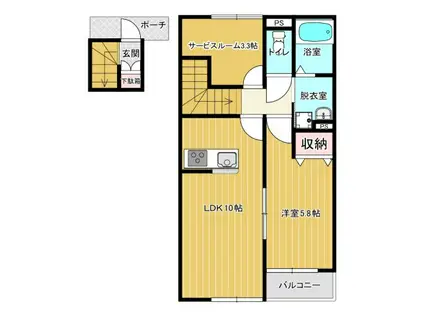 クレアージュ小中野A(1SLDK/2階)の間取り写真