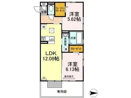 ラ・フェリーチェ(2LDK/1階)の間取り写真