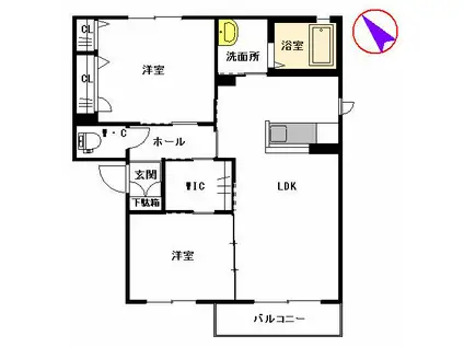 シャーメゾン谷町 A棟(2LDK/2階)の間取り写真