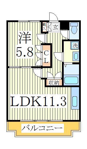 クレメント駒木C(1LDK/1階)の間取り写真