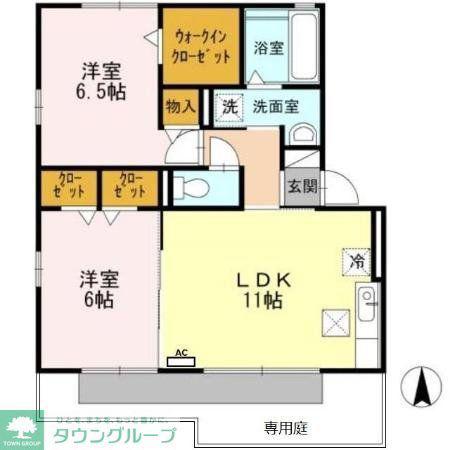 RIVER イースト 北畑 A(2LDK/1階)の間取り写真
