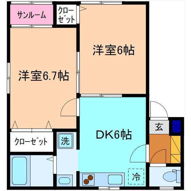 エクセレントハイツIII(2DK/2階)の間取り写真