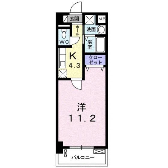 プリマヴェーラ 大原(1K/3階)の間取り写真