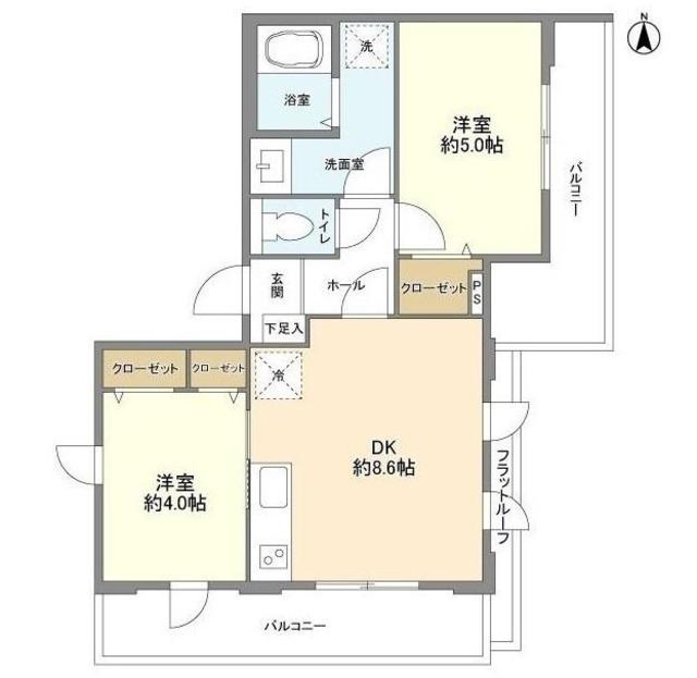 PEABODY HOMES NAKANOSAKAUE(2DK/3階)の間取り写真