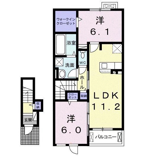 グラン・シャリオIII(2LDK/2階)の間取り写真