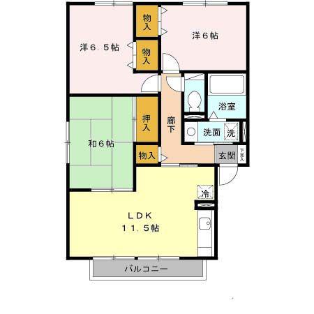 グリーンフォーレスト伊丹A棟(3LDK/2階)の間取り写真