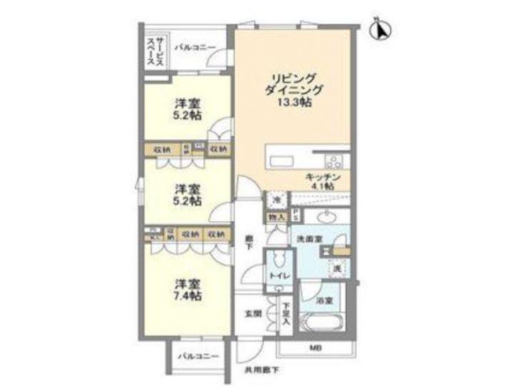 ザ・パークハウス広尾羽澤(3LDK/3階)の間取り写真