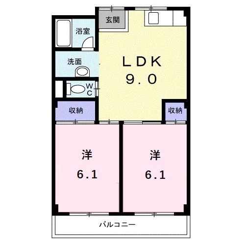 ハイシャトー大翔(2LDK/2階)の間取り写真