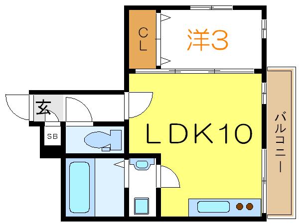 シルフィード(1LDK/3階)の間取り写真