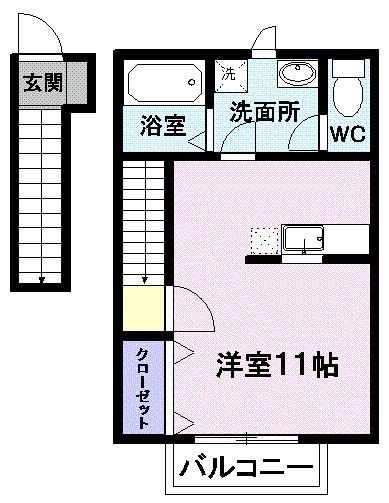 モンターニャ パセオ(ワンルーム/2階)の間取り写真