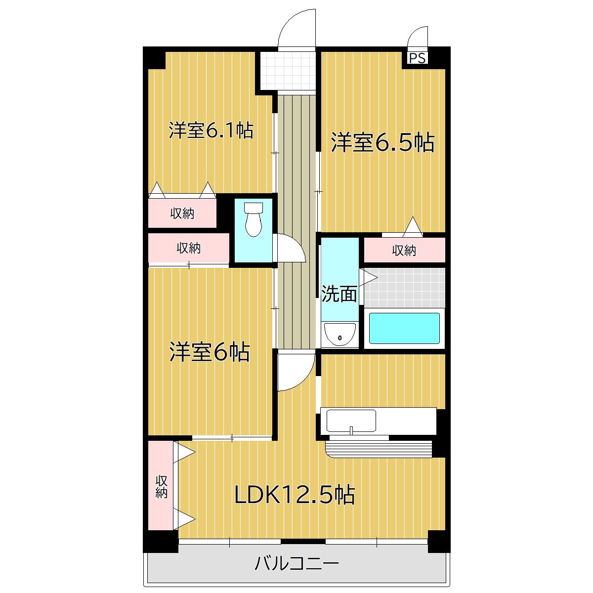 スカール後楽園(3LDK/1階)の間取り写真