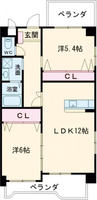 ノーブル三ヶ森(2LDK/6階)の間取り写真