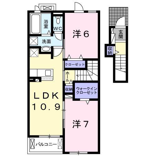 アンナガーデン II(2LDK/2階)の間取り写真