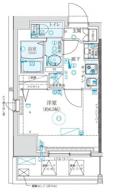 クレイシア西横浜(1K/8階)の間取り写真