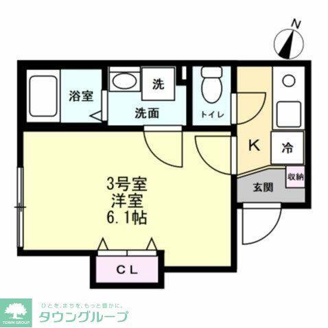 ブリーゼ平町(1K/2階)の間取り写真