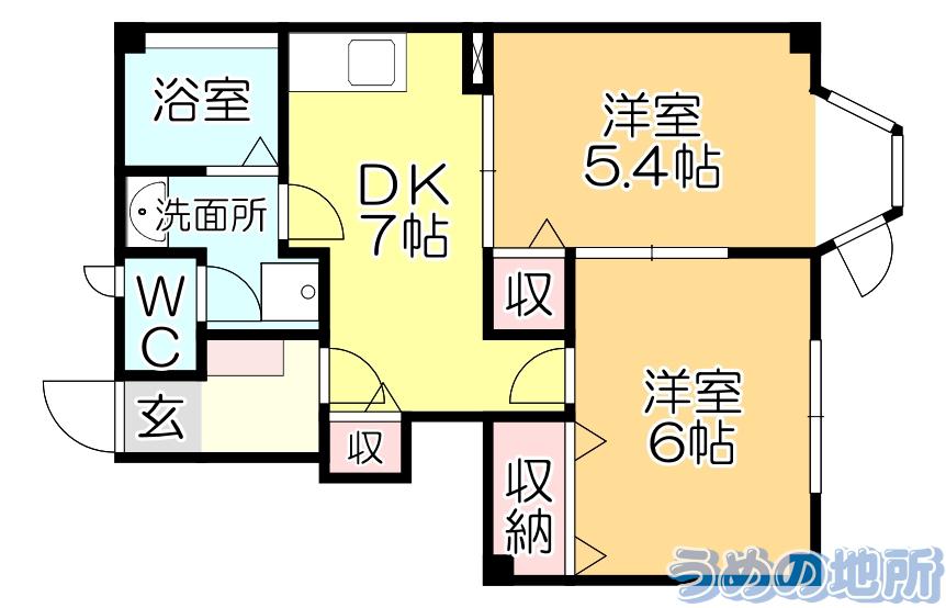 セレーノ(2DK/1階)の間取り写真