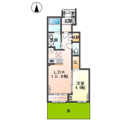 STAR TERRACE 岐南 スターテラス岐南(1LDK/1階)の間取り写真