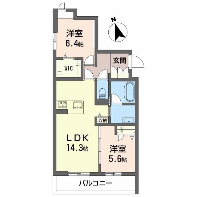 シャーメゾン ル・シルク(2LDK/2階)の間取り写真