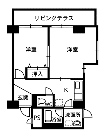 信開ウエラコート津内(2DK/2階)の間取り写真