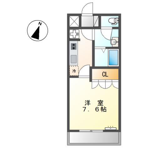 シャトークリハラ3(1K/1階)の間取り写真