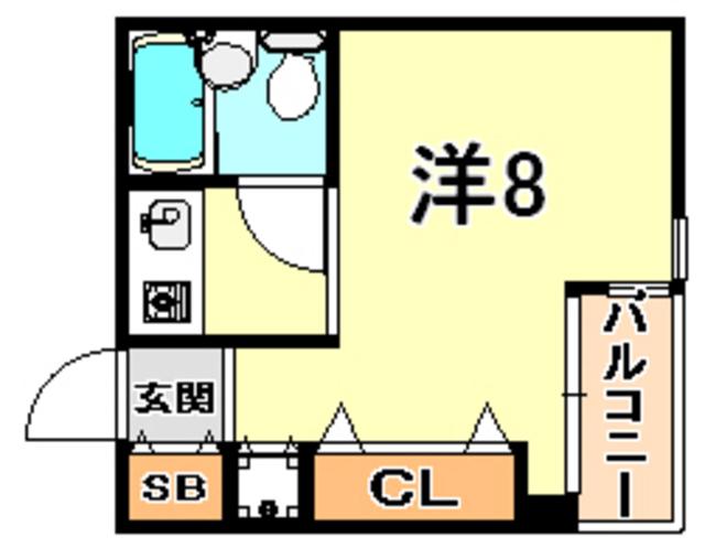 マリンクレール六甲II(ワンルーム/2階)の間取り写真