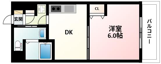 ドライバウム江坂(1DK/7階)の間取り写真