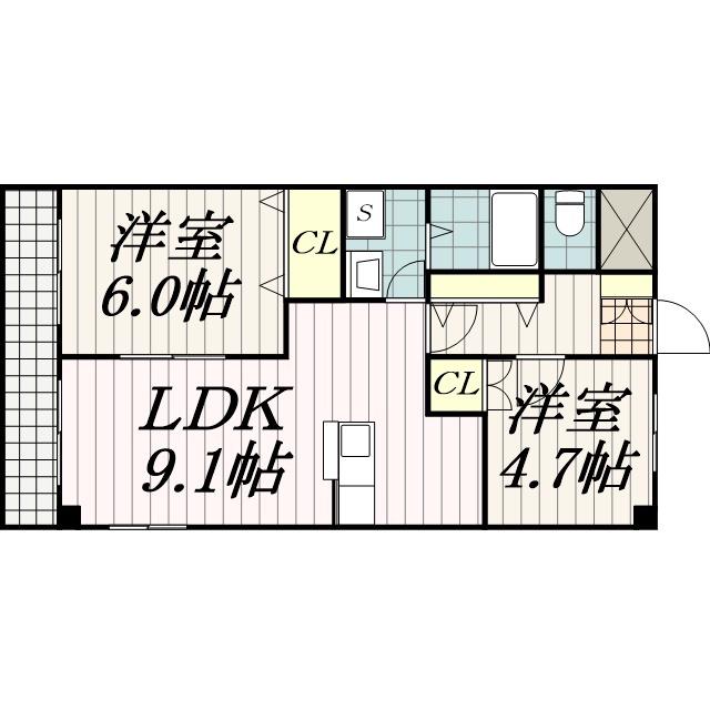 パールハイツ蘇我1(2LDK/1階)の間取り写真