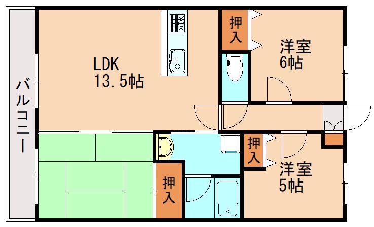 セルシオハイツ幸袋(3LDK/4階)の間取り写真